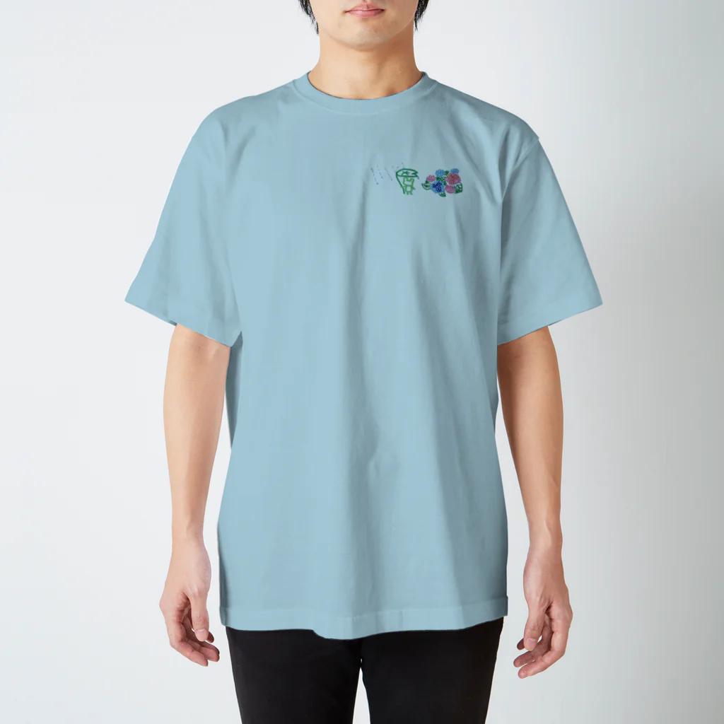 エフログ スズリのカエルとアジサイ Regular Fit T-Shirt