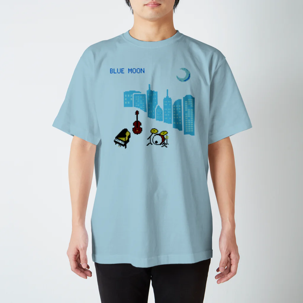 佐々木憲　ピアノ・アコーディオン・レトロゲーム実況のBLUE MOON スタンダードTシャツ