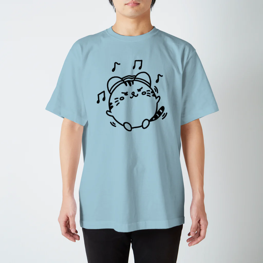 まるコロッ。の茶トラニャンコロまる・音楽を楽しむ（線画：黒バージョン） Regular Fit T-Shirt