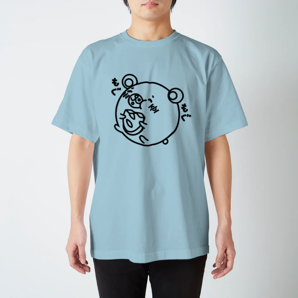 まるコロッ。のクマコロまる・パンを食べる（線画：黒バージョン） スタンダードTシャツ