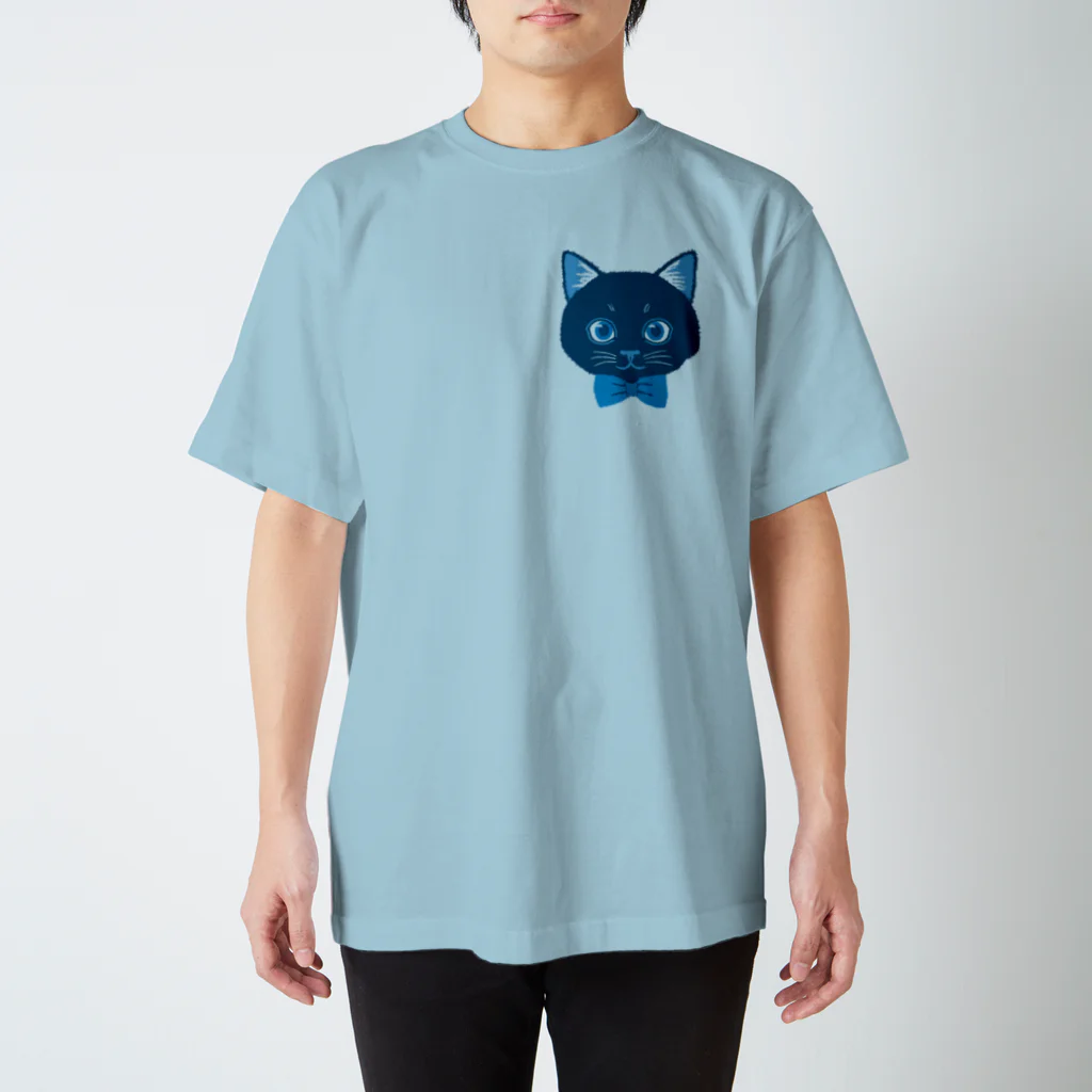 いっぷく堂のねこちゃん（インディゴ）ワンポイント スタンダードTシャツ