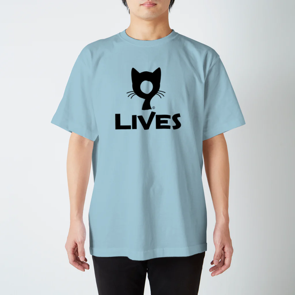 9LIVES 猫たちの王国の9LIVES logo black スタンダードTシャツ