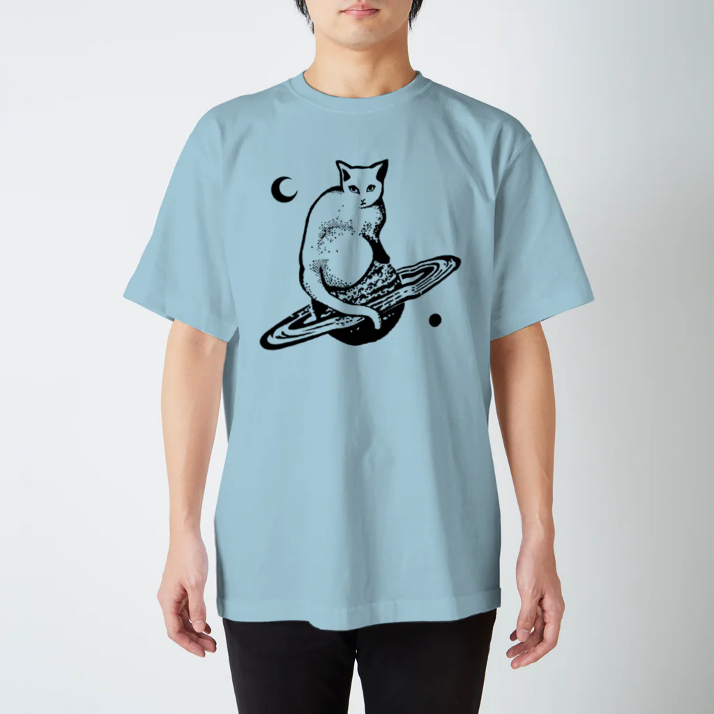 金星灯百貨店のスペースキャット　黒線 スタンダードTシャツ