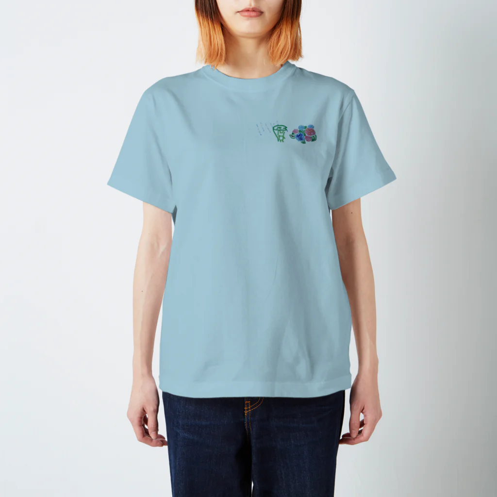 エフログ スズリのカエルとアジサイ Regular Fit T-Shirt