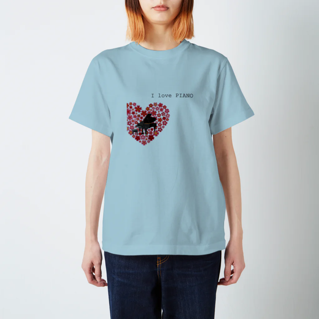 Momo SakuraのI love PIANO　ピアノTシャツ　楽器　音楽 スタンダードTシャツ