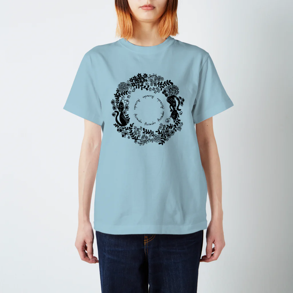 aoineko_otaruのあおいねこ　花とねこ Regular Fit T-Shirt