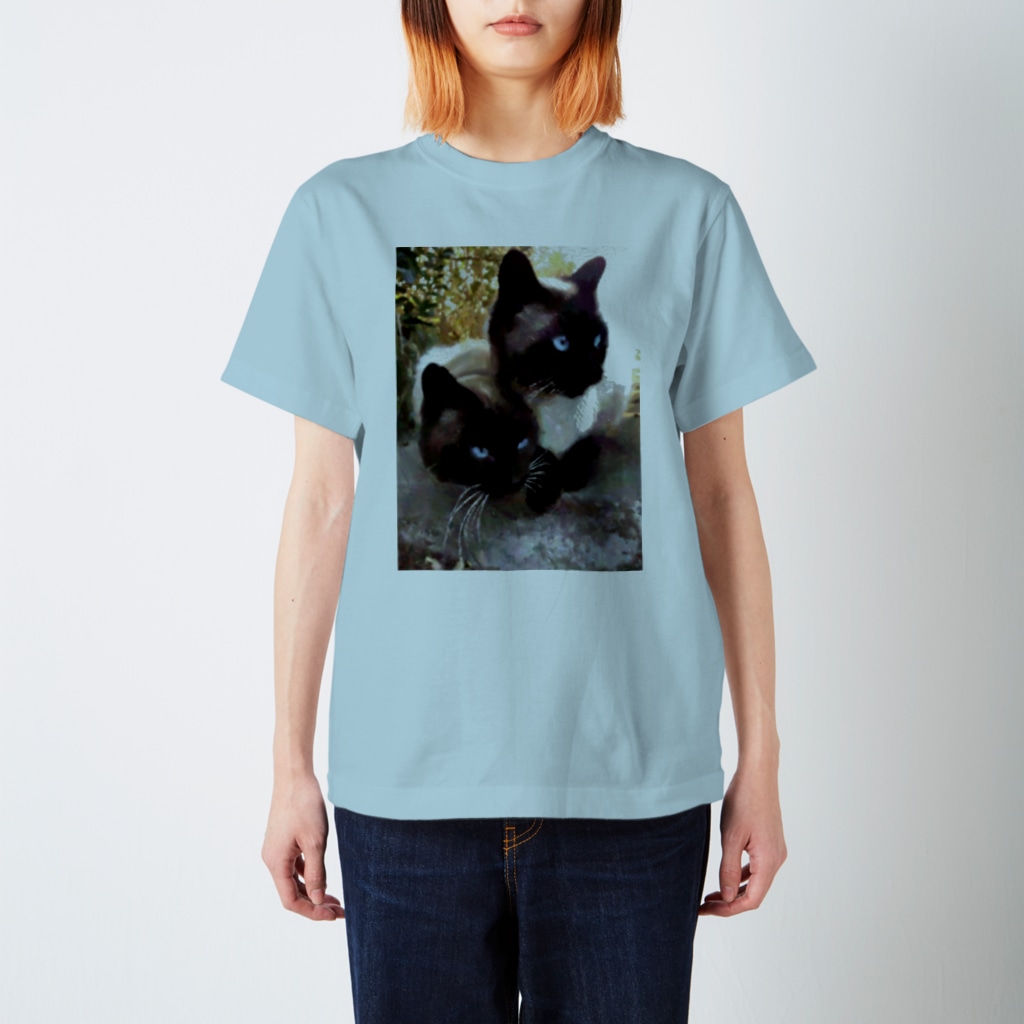 ちばっちょ【ち畳工房&猫ねこパラダイス】のシャム夫＆シャム子Art Regular Fit T-Shirt