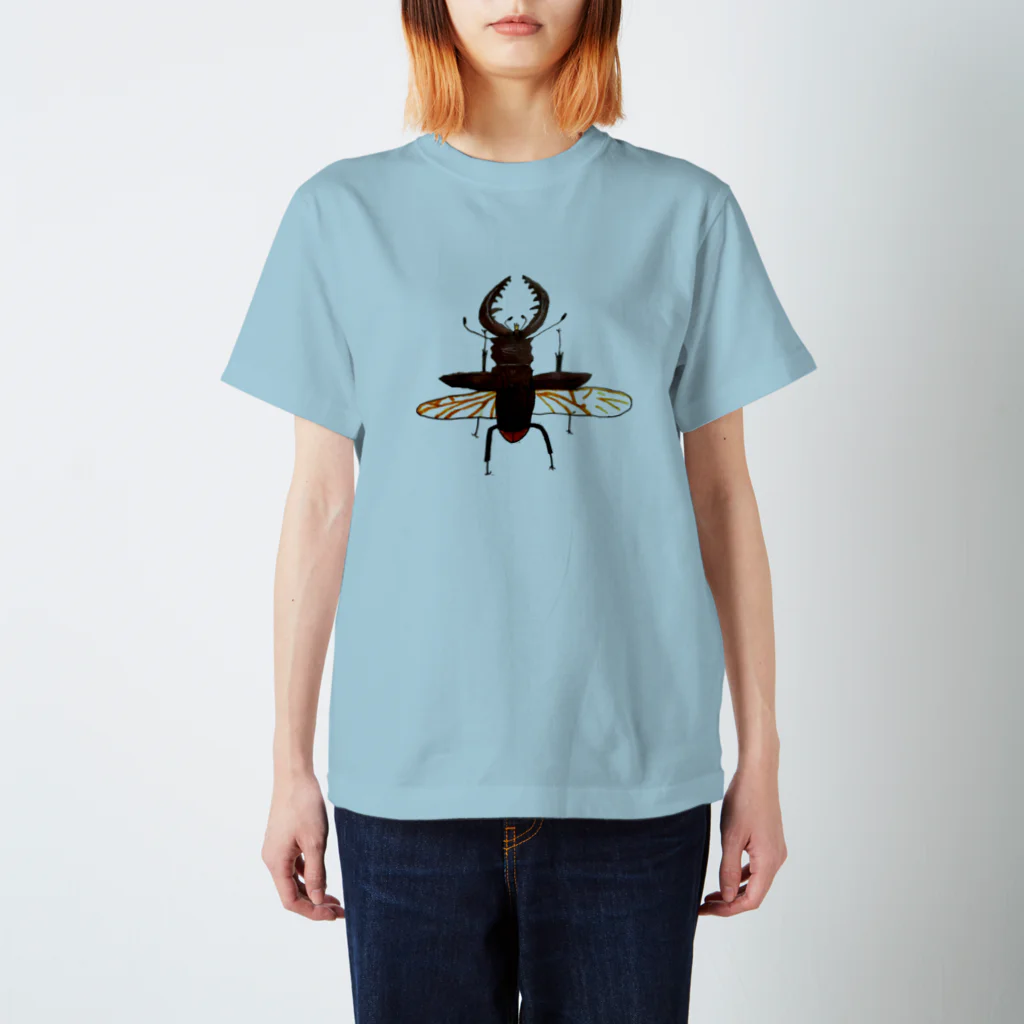 さとやま図案の飛ぶノコギリクワガタTシャツ Regular Fit T-Shirt