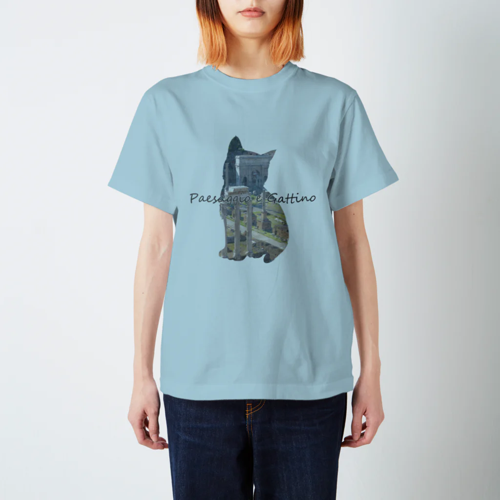 Lunatic Cat-ismのPaesaggio e gatto-Foro Romano スタンダードTシャツ