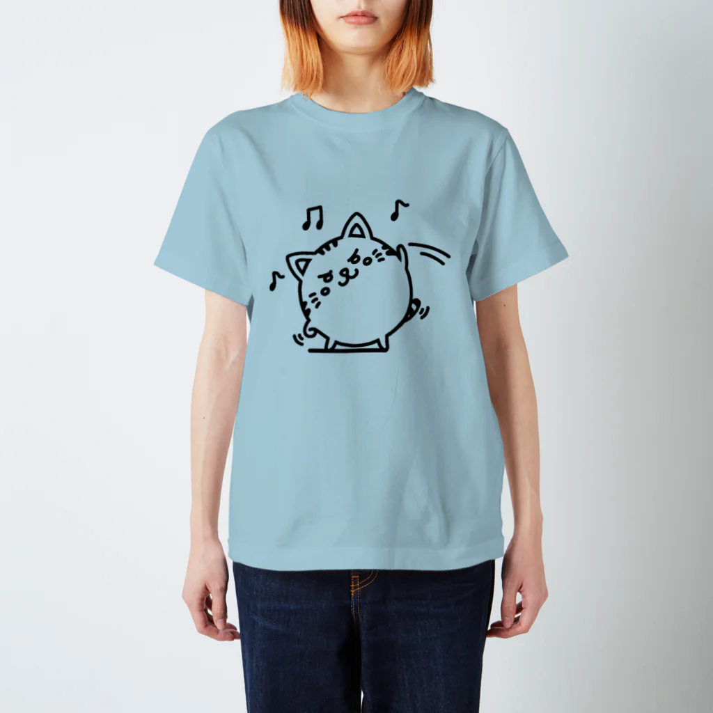 まるコロッ。の茶トラニャンコロまる・体操（線画：黒バージョン） スタンダードTシャツ