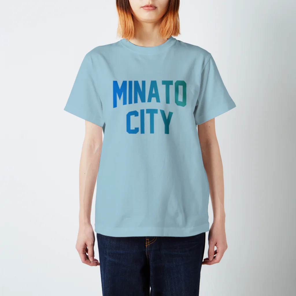 JIMOTO Wear Local Japanの港区 MINATO CITY ロゴブルー Regular Fit T-Shirt