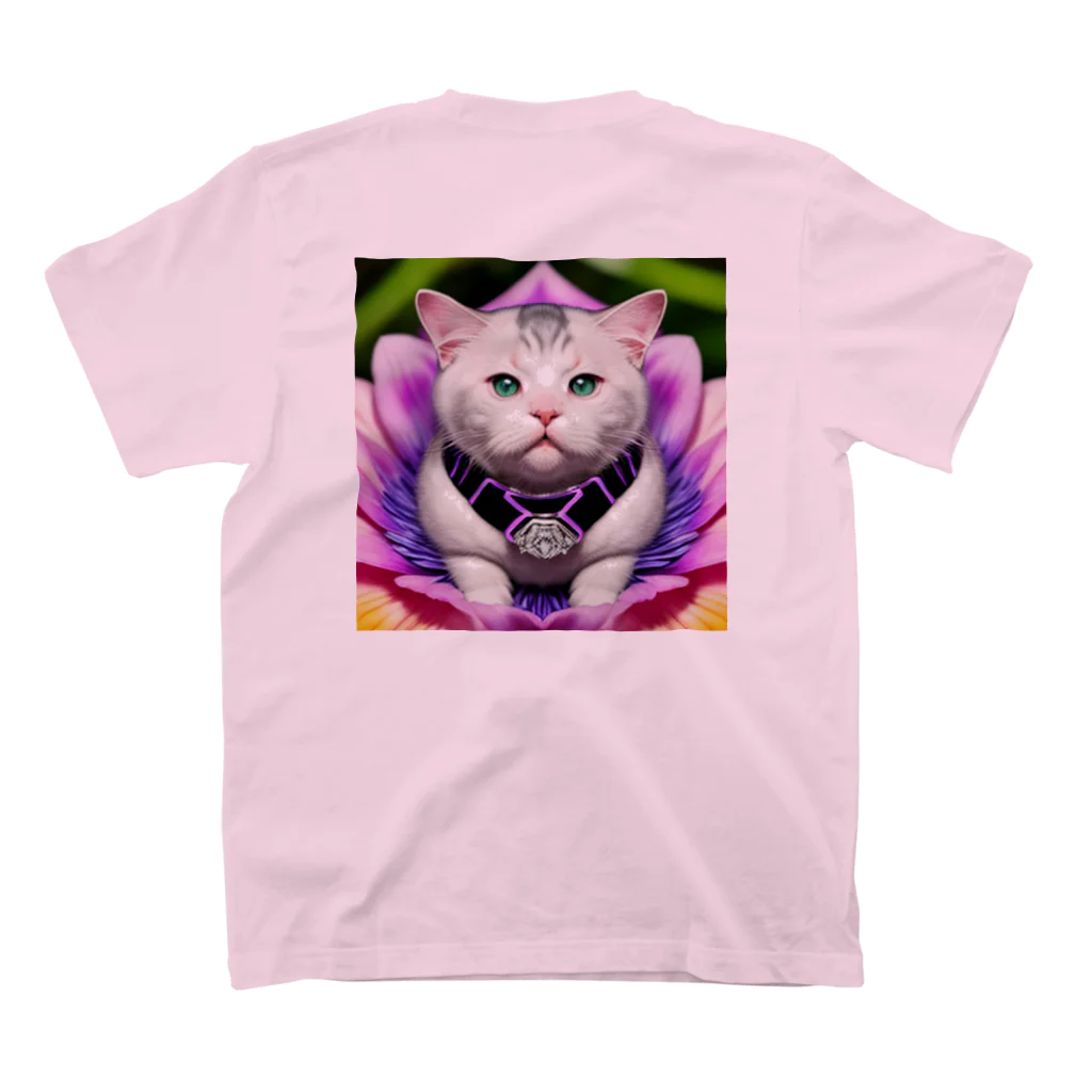 spaceinudogのflowernekocat15 Regular Fit T-Shirtの裏面