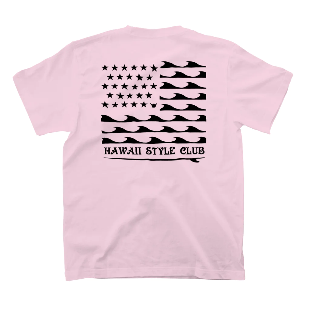 ハワイスタイルクラブの〔Back Print〕 STARS AND NALU BLK LOGO スタンダードTシャツの裏面