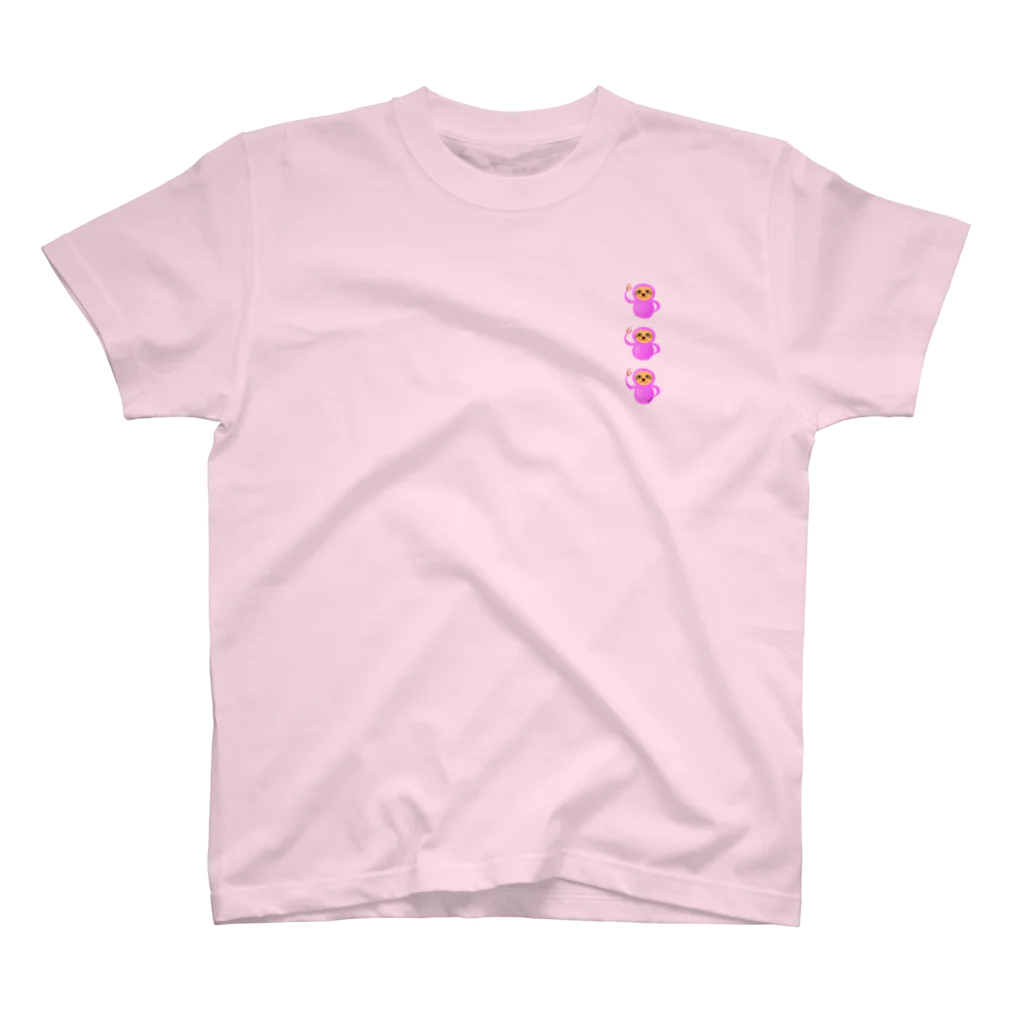 なまけものやさんのおっけー！ピンクナマケモノの列 スタンダードTシャツ