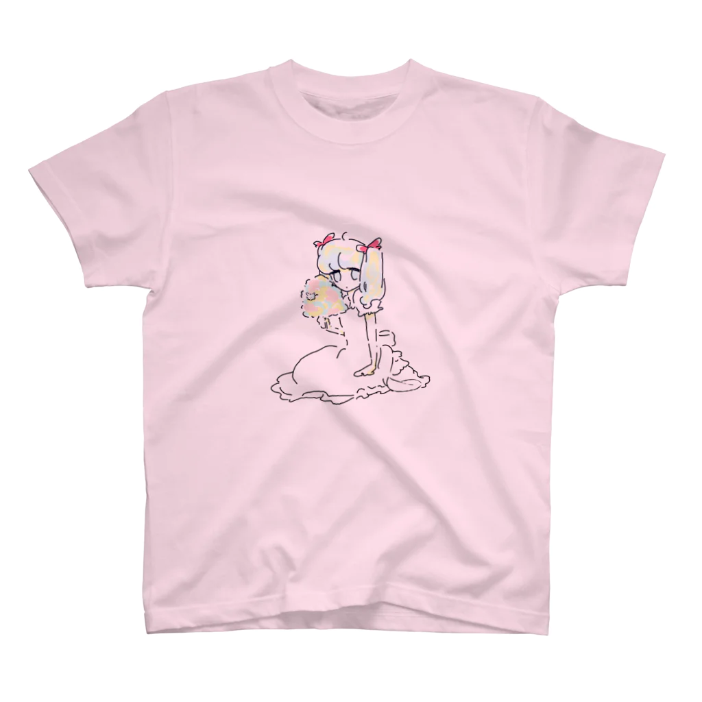 ミドのわたあめにまぎれるハムスターと女の子 スタンダードTシャツ