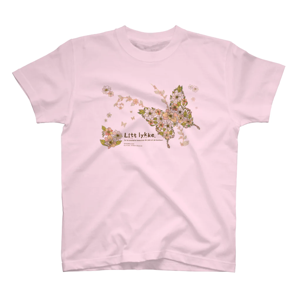 リトリッカのLitt lykke. FlowerButterfly柄 スタンダードTシャツ