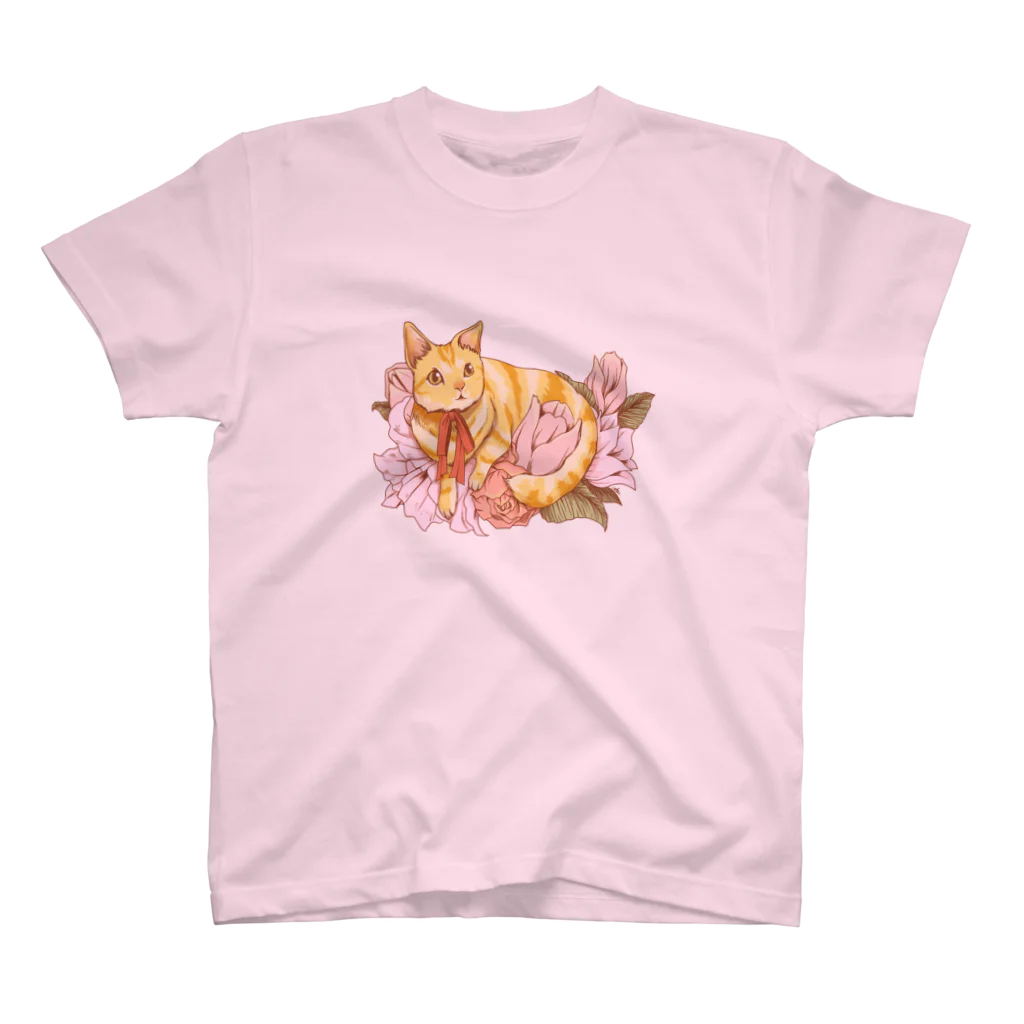 Lichtmuhleの猫とお花 スタンダードTシャツ