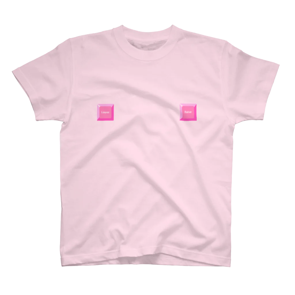 ◤◢◤◢◤◢◤◢のLower_Raise(Pink) Regular Fit T-Shirt