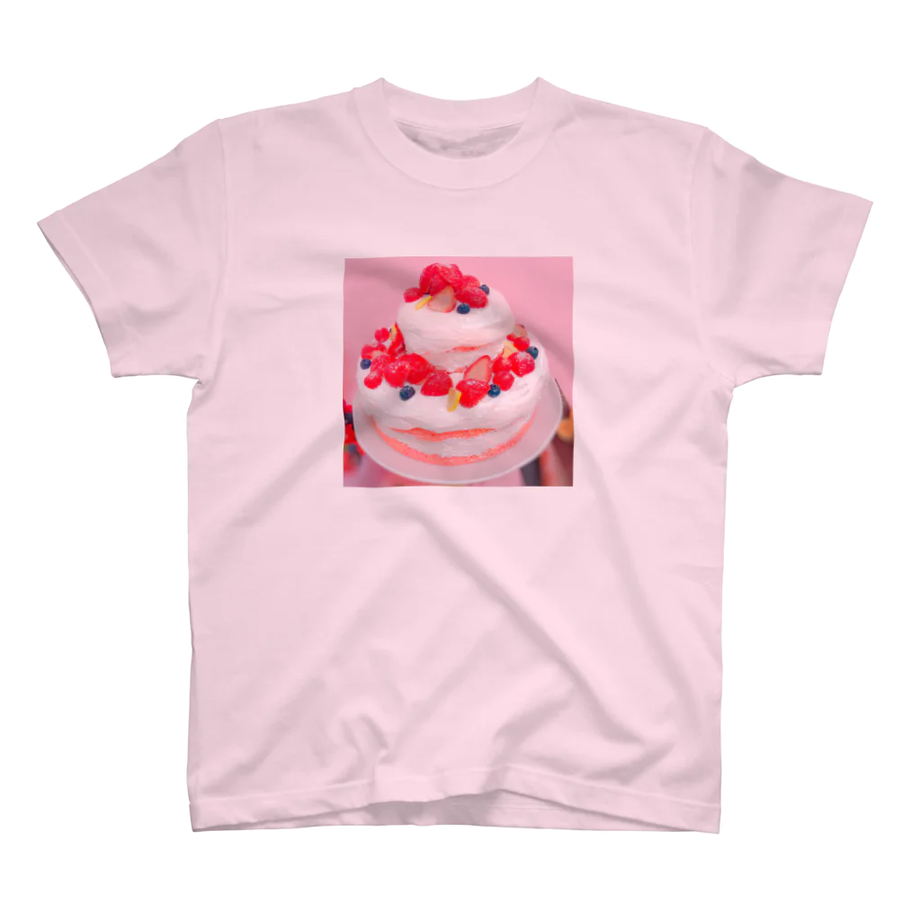 かわいい図鑑パティスリーのベリーのピンクネイキッドケーキ スタンダードTシャツ