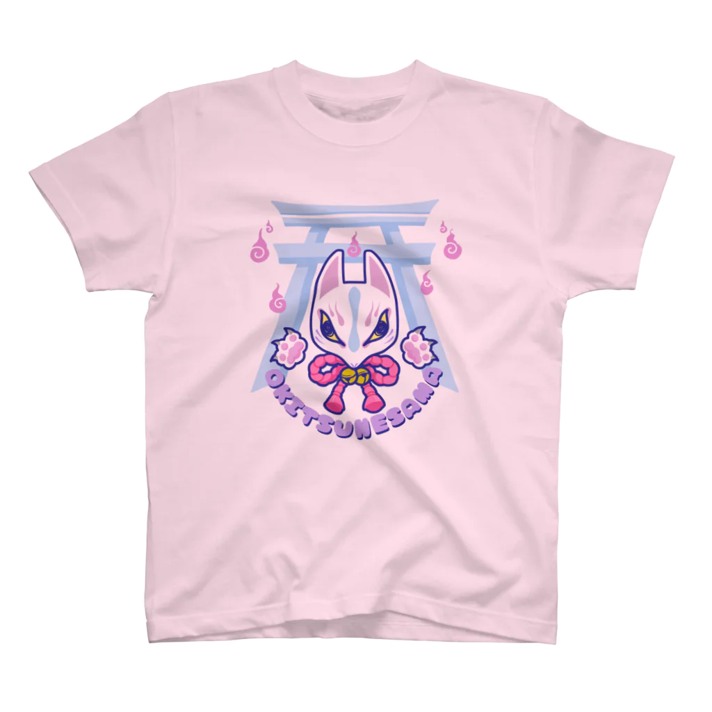 青ノ樹の狐面POP(両面) スタンダードTシャツ