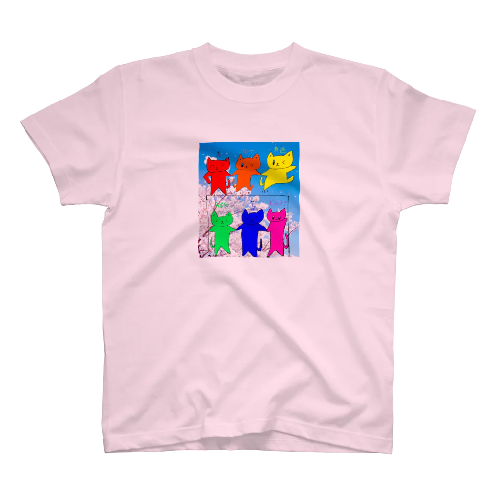 ねこまちランドの虹色ねこ スタンダードTシャツ