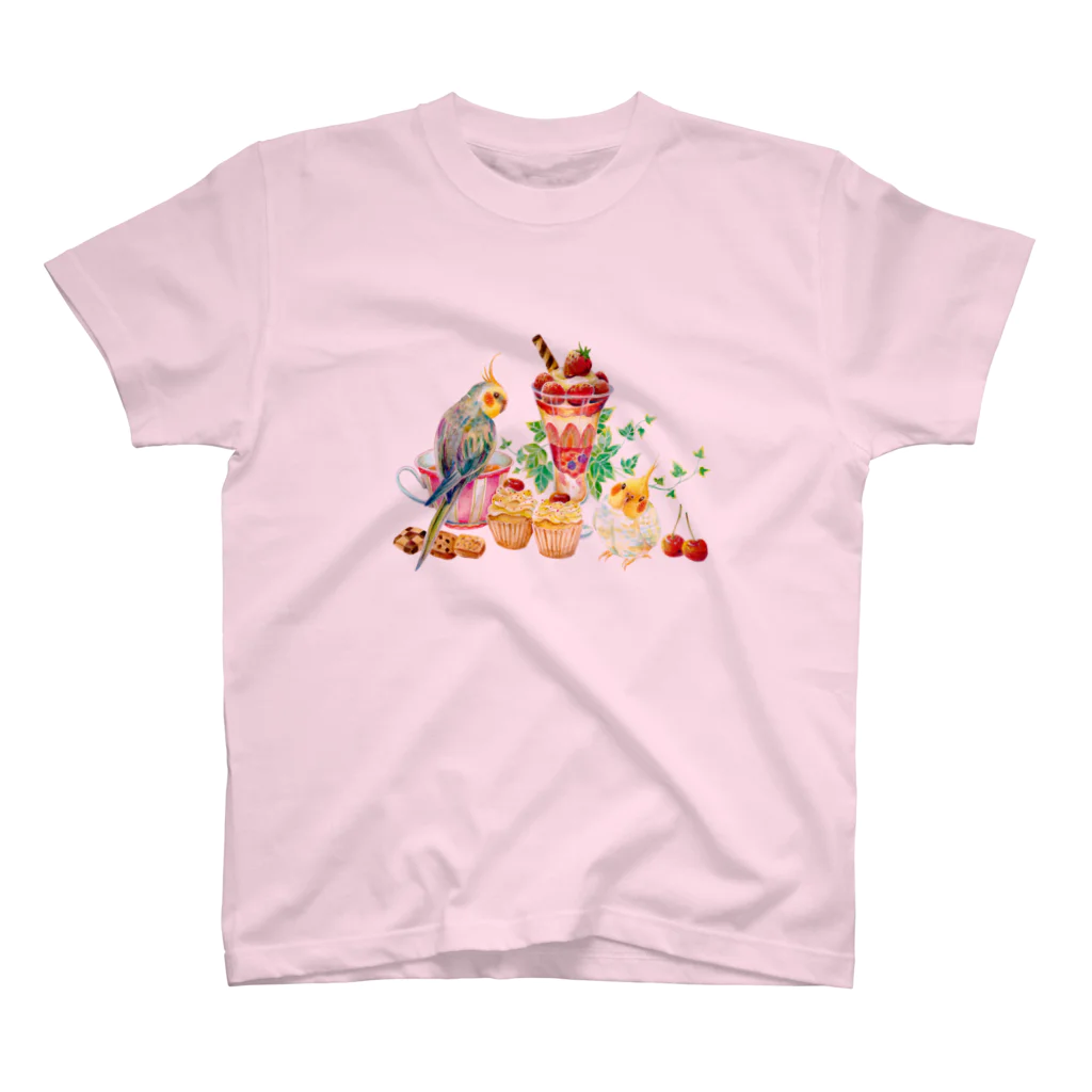 Sooky La La Birdのオカメインコのお茶会 スタンダードTシャツ