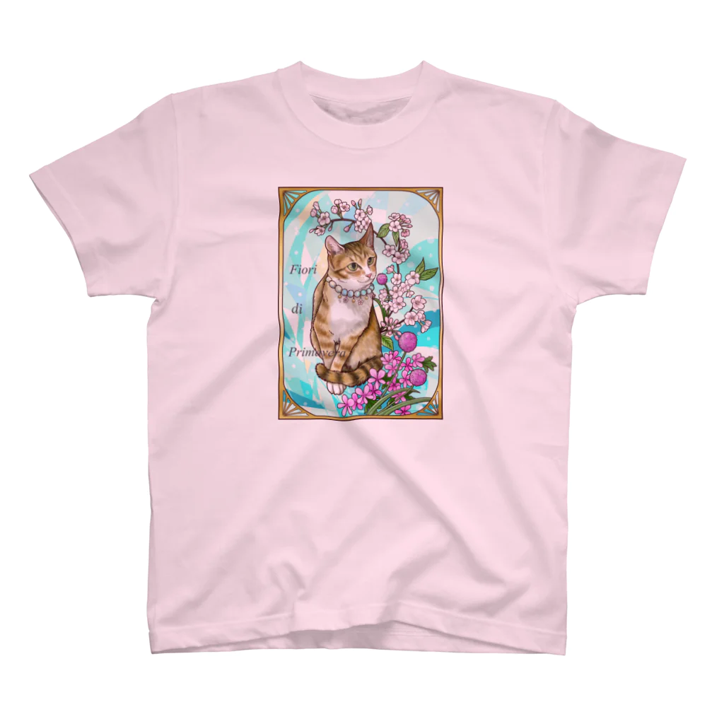 Ａｔｅｌｉｅｒ　Ｈｅｕｒｅｕｘの春の花々と猫　Fiori di PrimaveraⅡ Regular Fit T-Shirt