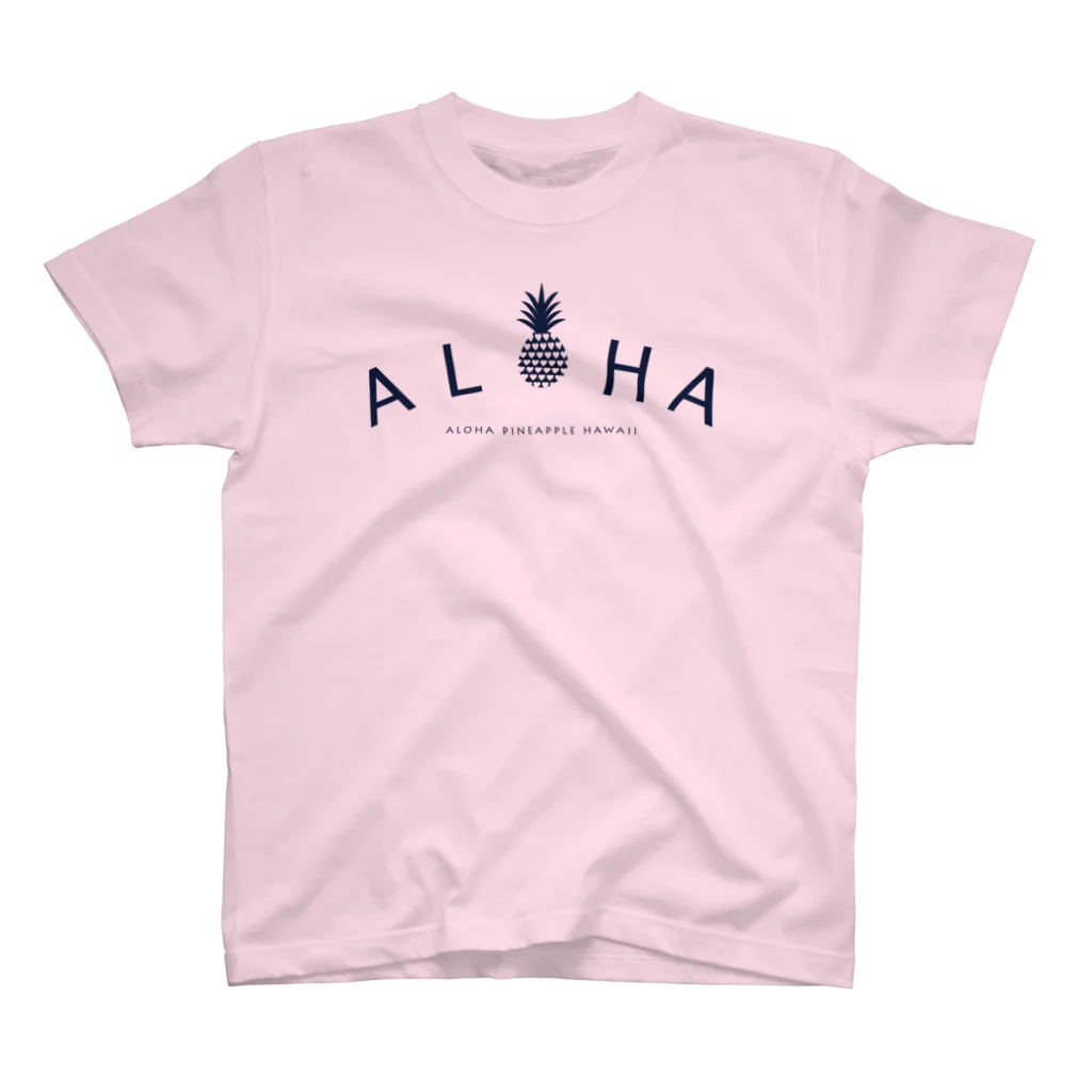 aloha_pineapple_hawaiiのALOHA(heart)036Navy Regular Fit T-Shirt