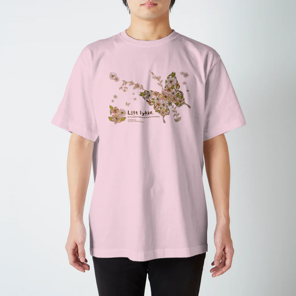 リトリッカのLitt lykke. FlowerButterfly柄 スタンダードTシャツ