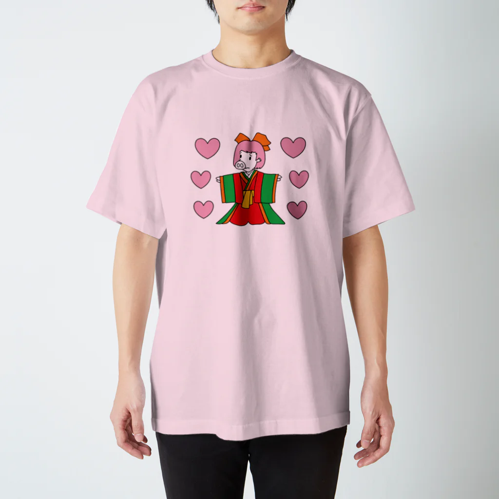 豚人イラストのパンダ武島のジュウニヒトンエ(十二単豚衣)withハート!! Regular Fit T-Shirt