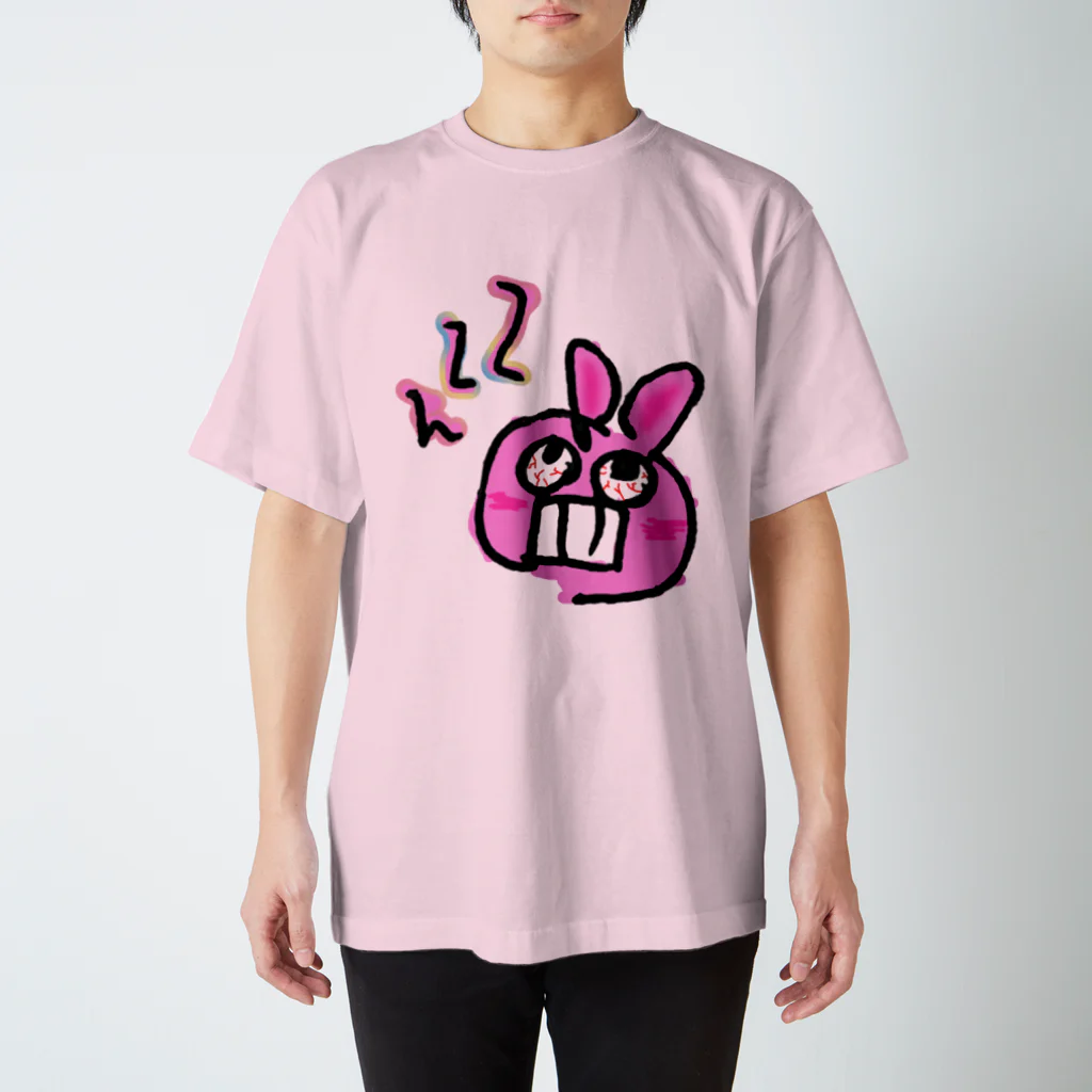 Ａ’ｚｗｏｒｋＳのイーってなってるらくがきウサギ（ピンク） スタンダードTシャツ