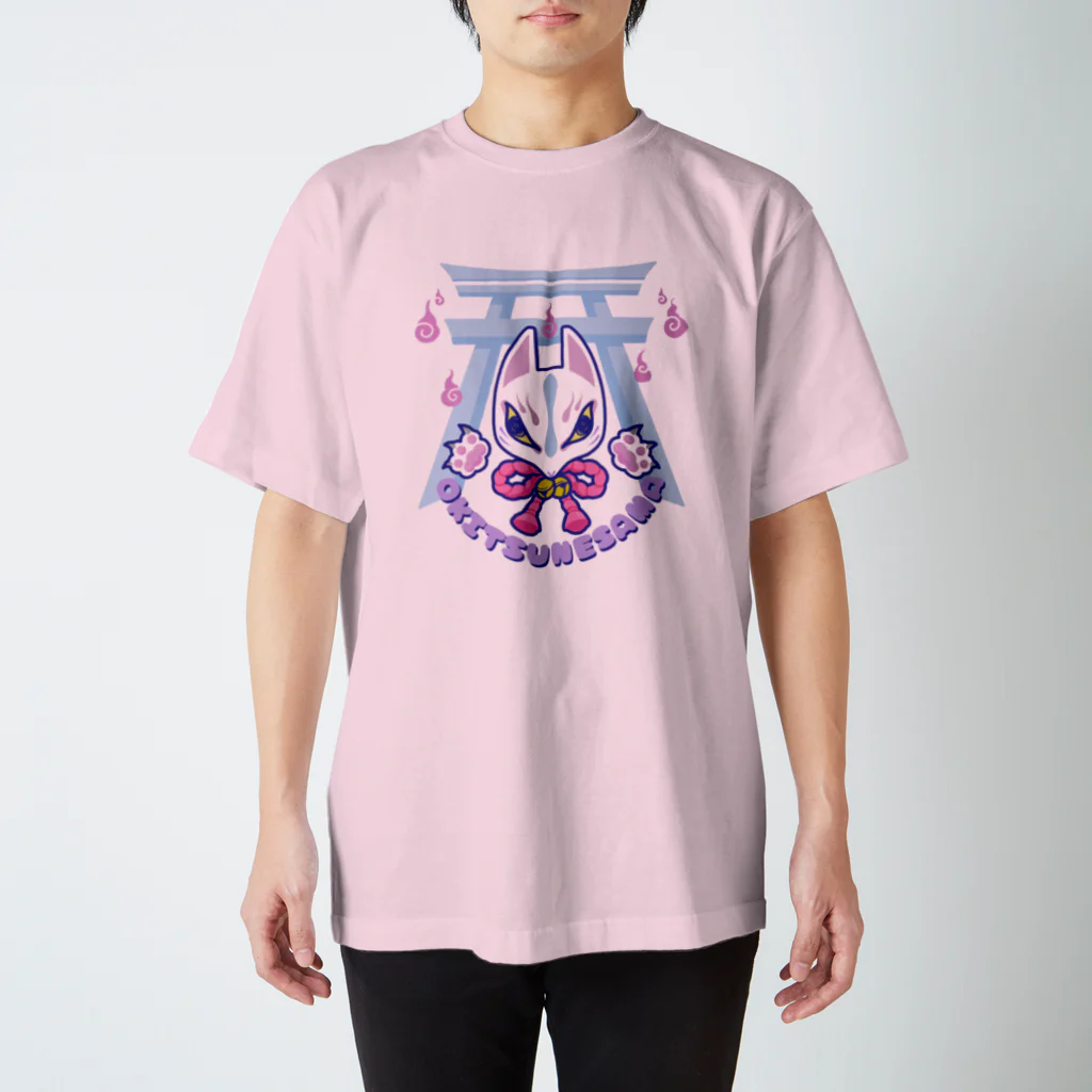 青ノ樹の狐面POP(両面) スタンダードTシャツ