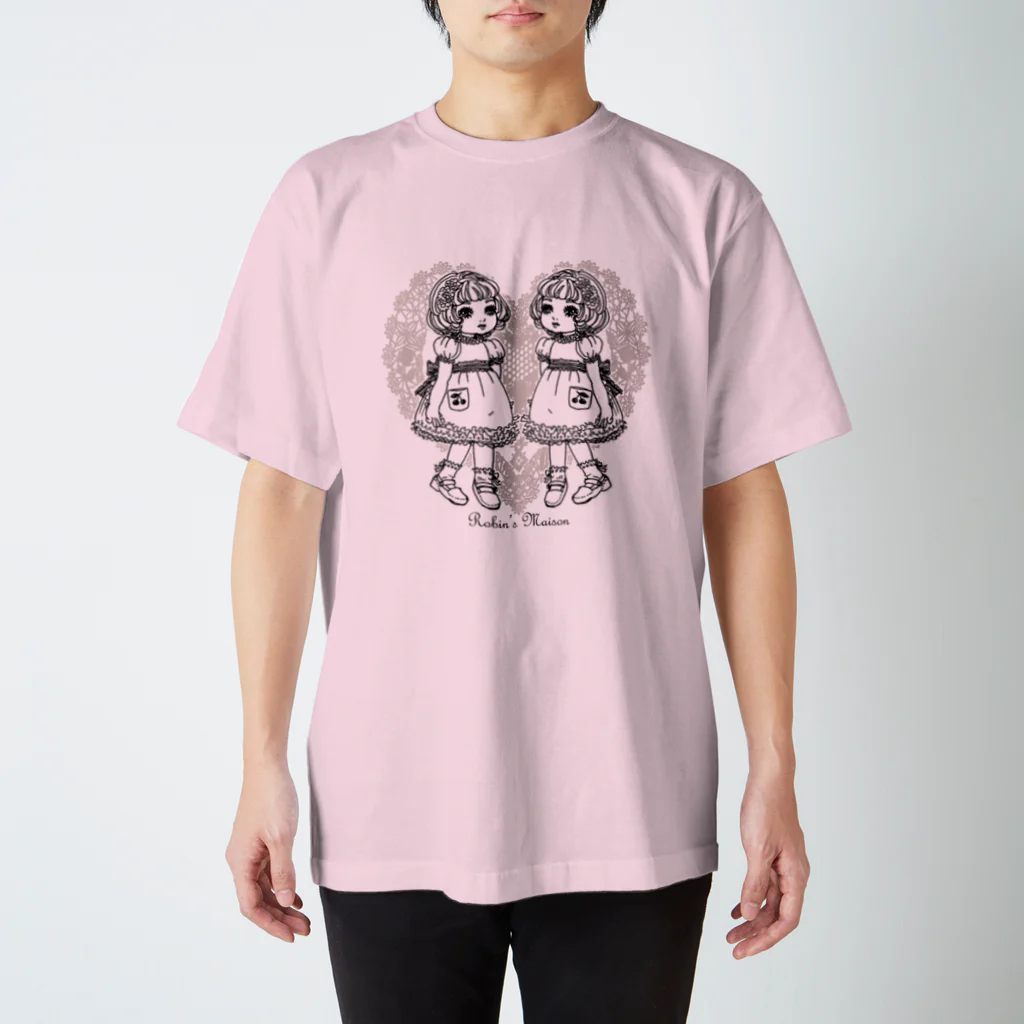 四月研究所 SUZURI店の鏡の国のロビン Regular Fit T-Shirt