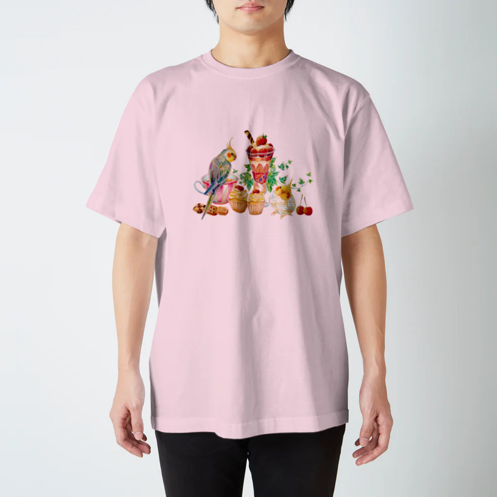 Sooky La La Birdのオカメインコのお茶会 スタンダードTシャツ