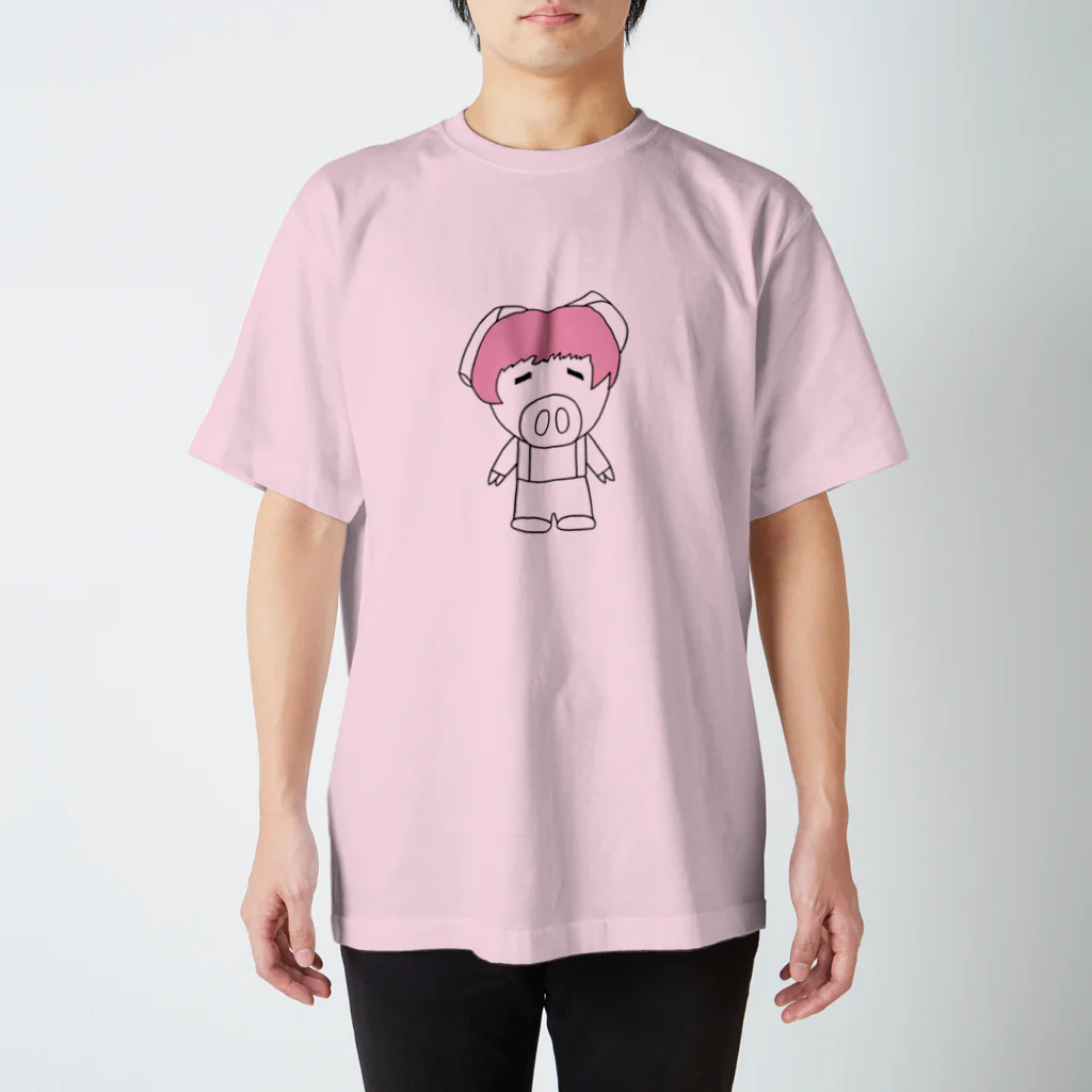 豚人イラストのパンダ武島のミニブタの子豚のトン子ちゃん。 スタンダードTシャツ