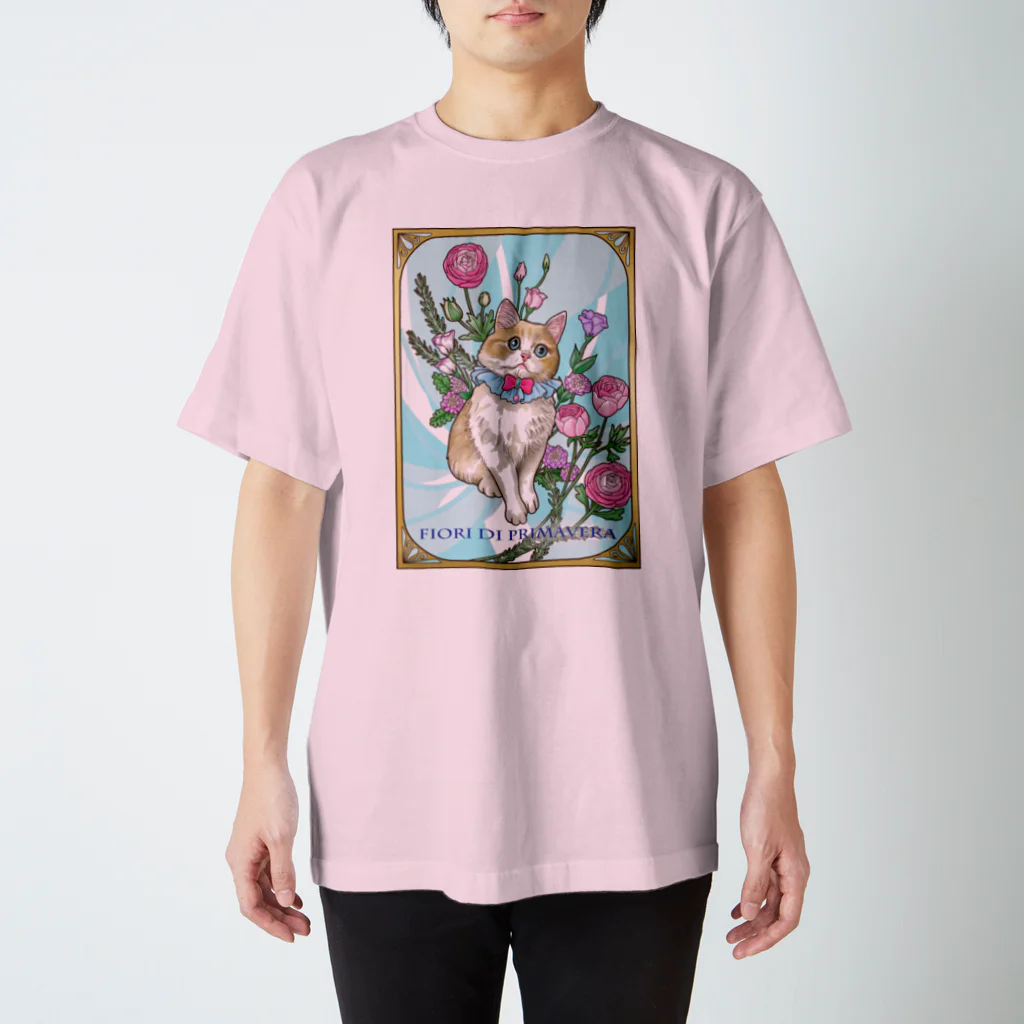 Ａｔｅｌｉｅｒ　Ｈｅｕｒｅｕｘの春の花々と猫　Fiori di Primavera Ⅰ スタンダードTシャツ