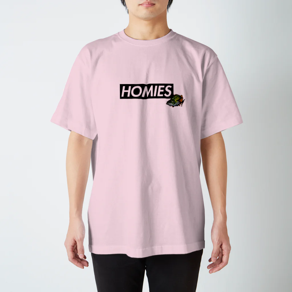 BASSHOMIESのBASSHOMIES(バスホーミーズ)ボックスロゴ ブラックバス バス釣り スタンダードTシャツ