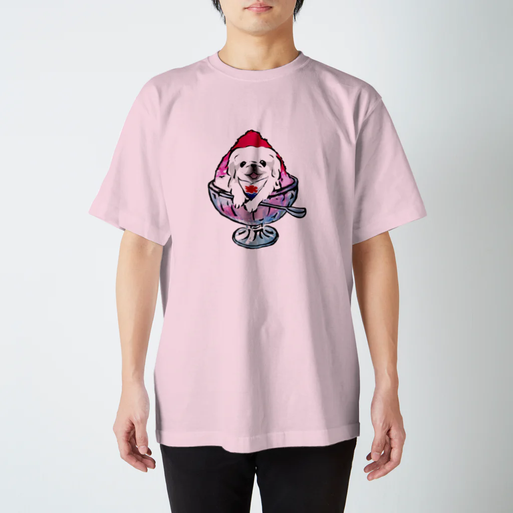 犬グッズの店しえるぶるーのかき氷ワンちゃん　氷イチゴ　ペキニーズ　ホワイト Regular Fit T-Shirt