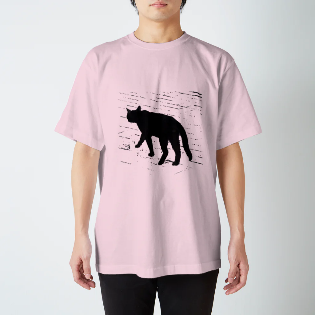 HIYOKOMARUのクールな黒猫 スタンダードTシャツ