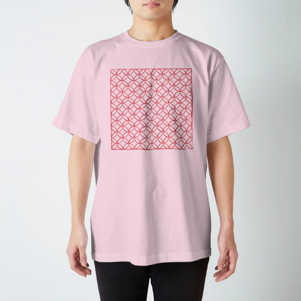 きまぐれノーティのきまぐれWa風「七宝」_紅白 Regular Fit T-Shirt