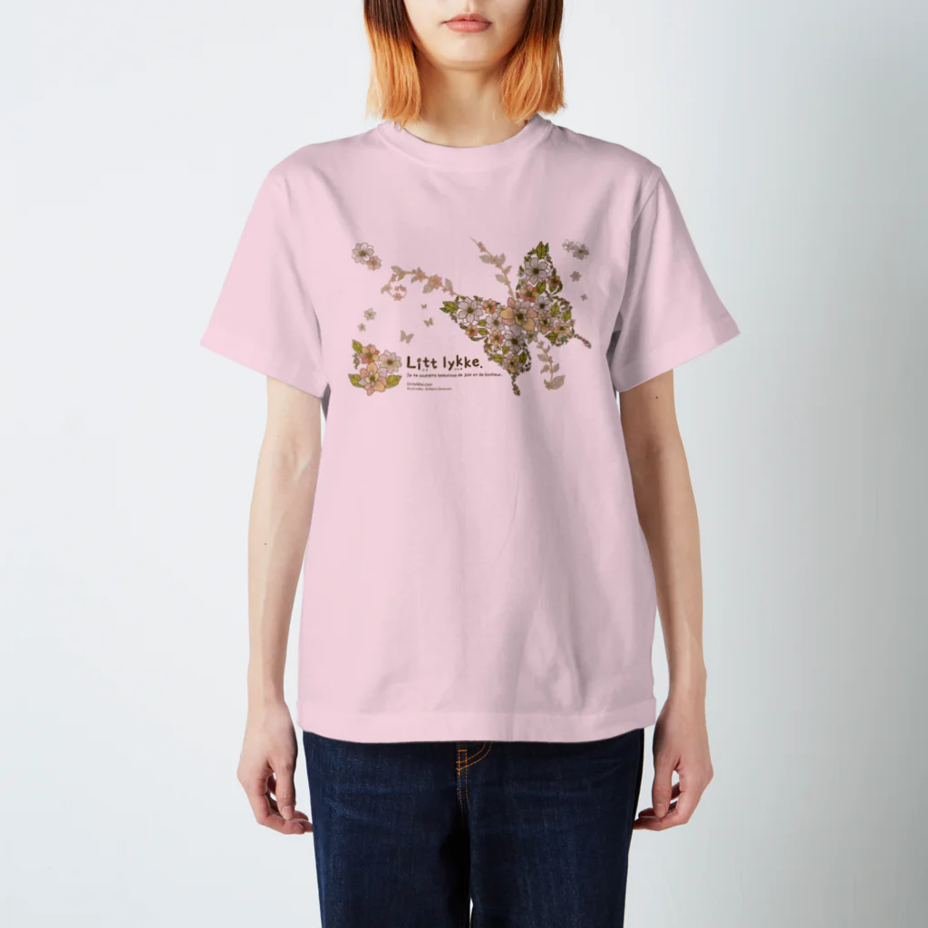 リトリッカのLitt lykke. FlowerButterfly柄 スタンダードTシャツ