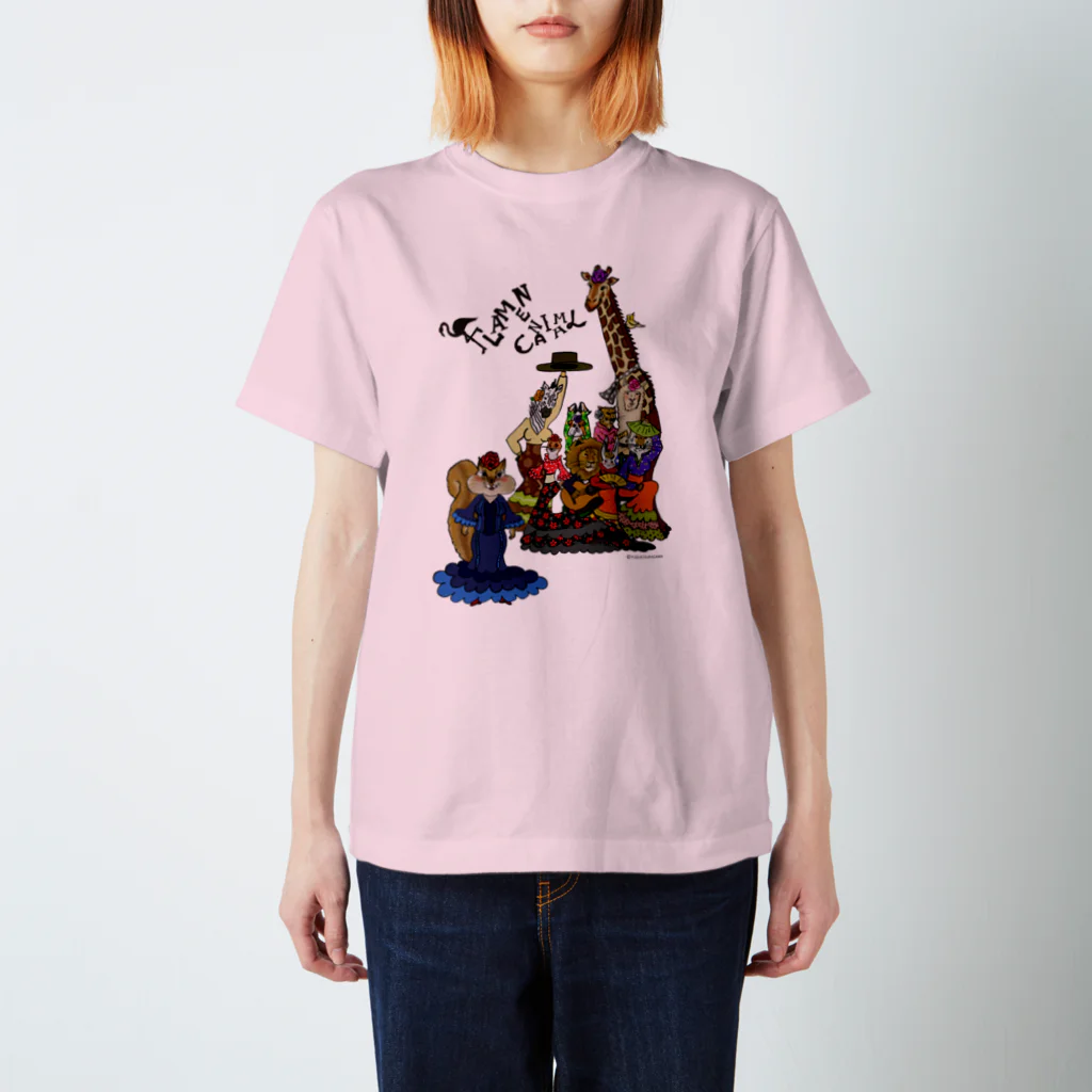 YUQUICO URACAWA(うらかわゆきこ)のFLAMENCANIMAL(動物集合) スタンダードTシャツ