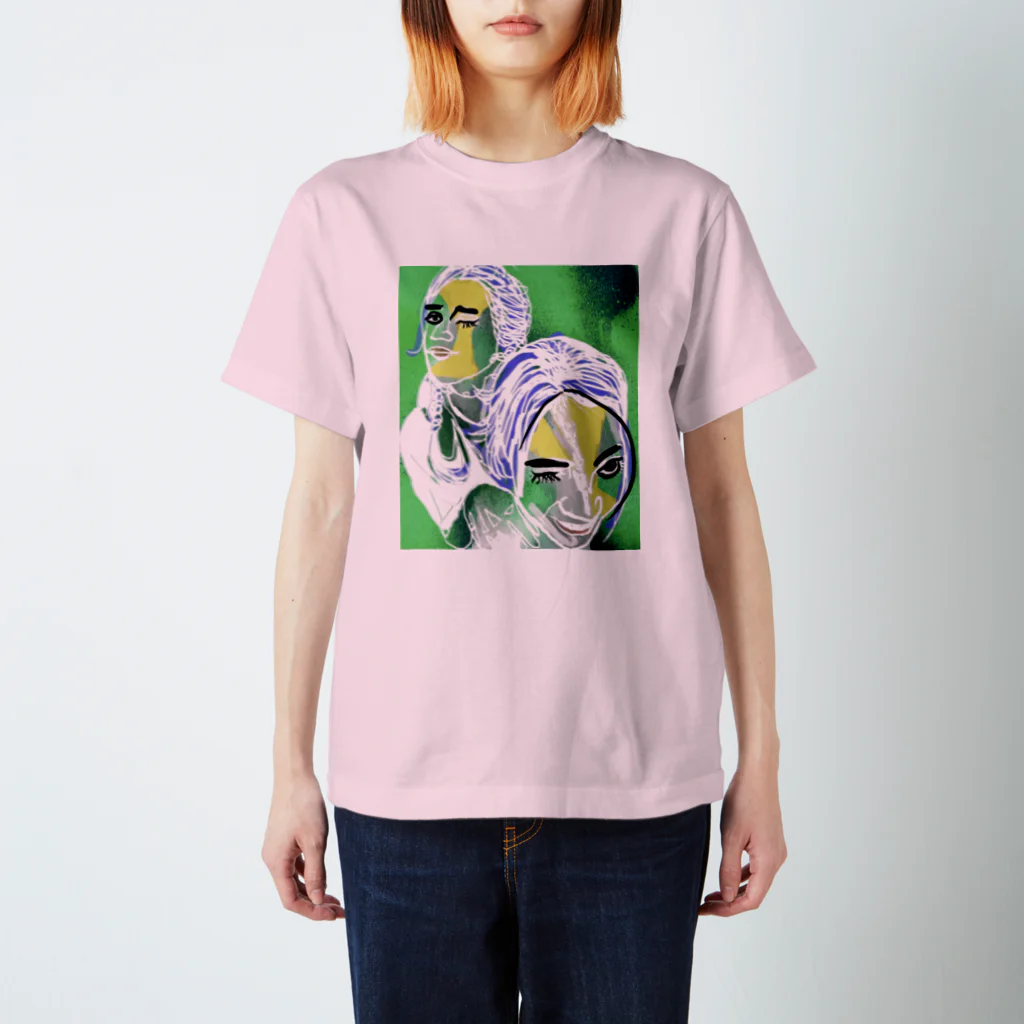 NAOKI1220の緑アート落書き女の子デザイン Regular Fit T-Shirt