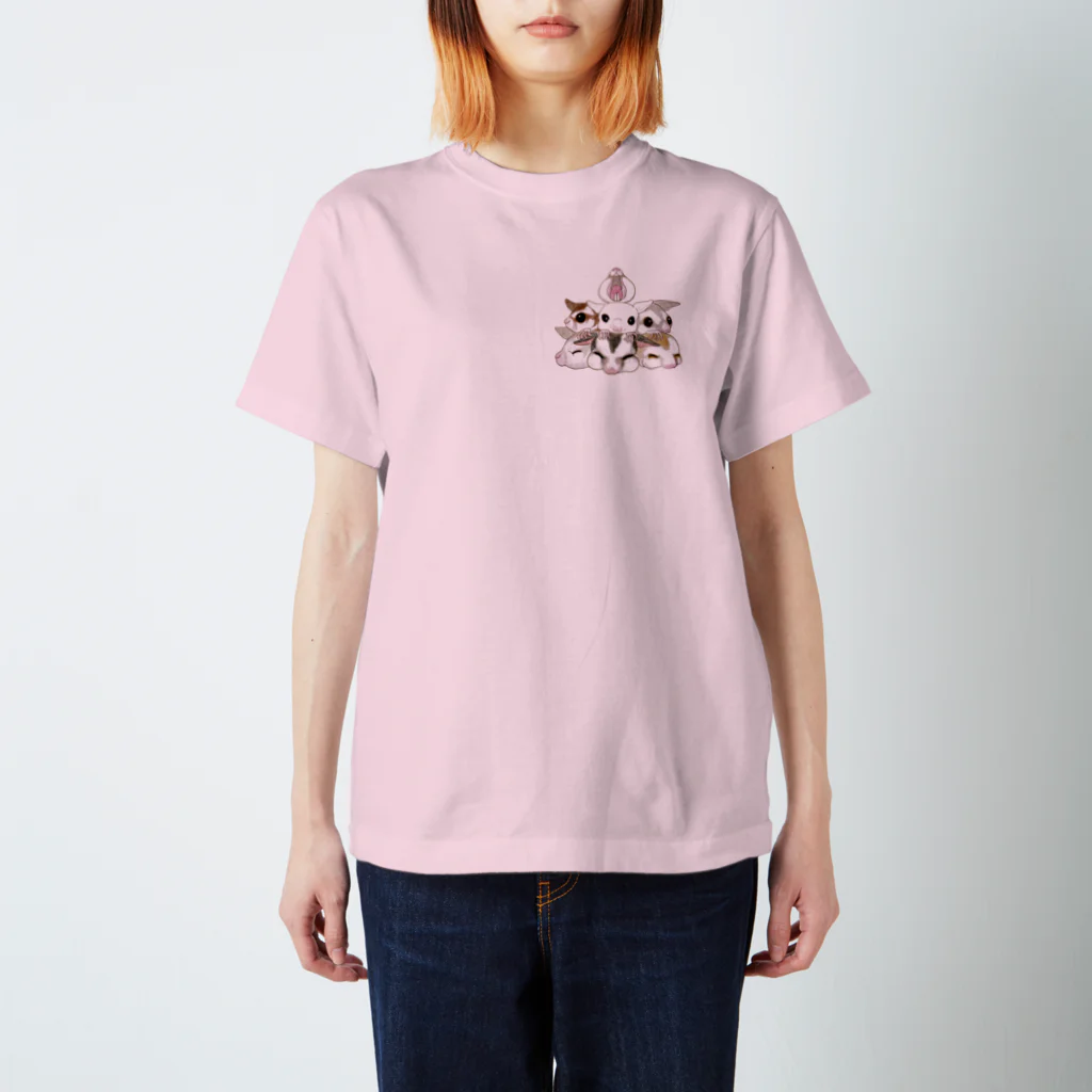 wanwanartのフクモモてんこ盛り スタンダードTシャツ