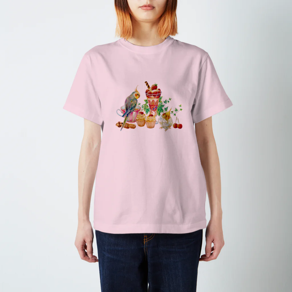 Sooky La La Birdのオカメインコのお茶会 スタンダードTシャツ