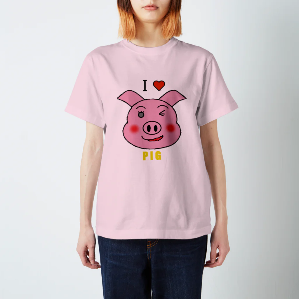 mou2ZOOのI♥PIG Regular Fit T-Shirt