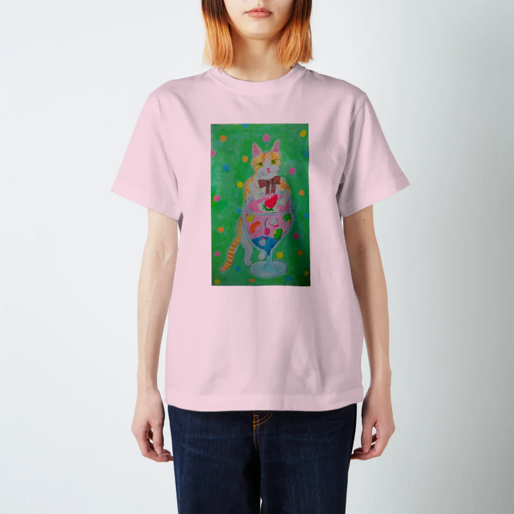 chaton de gateauxのネコとフルーツソーダ スタンダードTシャツ