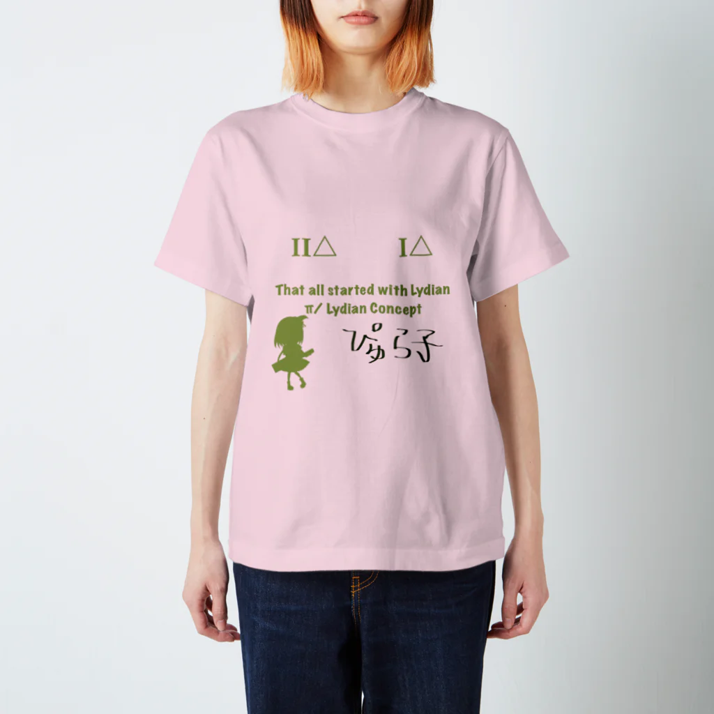 ぴゅら子のπ/Lydian Concept（シルエット&サイン風ダサ文字つき） Regular Fit T-Shirt