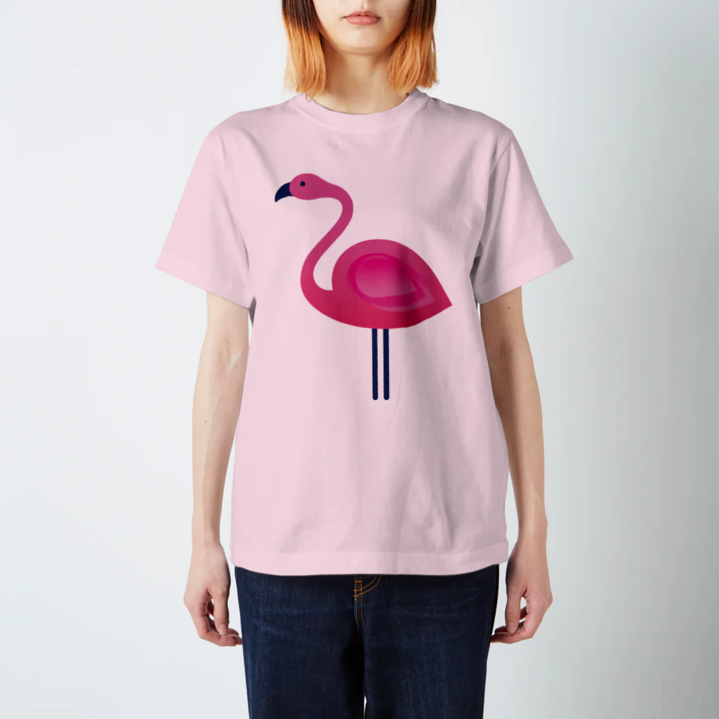 リラックス商会のゆるめのピンクフラミンゴ スタンダードTシャツ