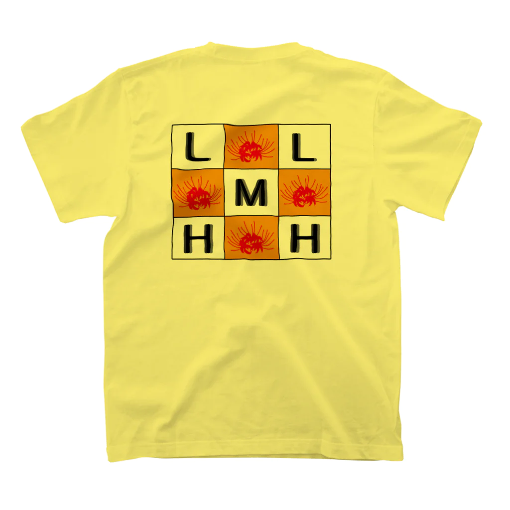 リコリス・曼珠沙華・ヒガンバナのL.M.H Clubロゴ合わせ スタンダードTシャツの裏面